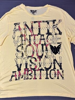 Antik Denim Yellow Tee with Stud Embellishment